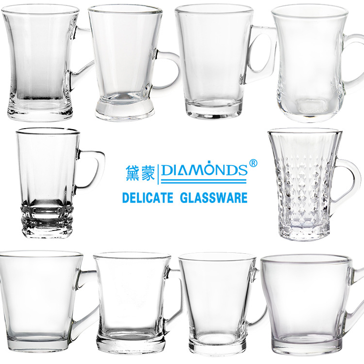 Heat-Resistant Transparent Glass Cup Set Household Living Room with Handle Glass Water Cup Milk Cup Creative Tea Cup Wine Glass Wholesale
