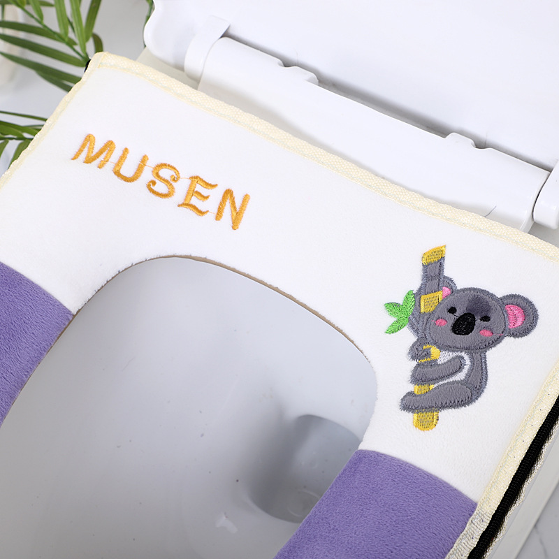 Cute Plush Koala Cushion Household Soft Toilet Seat Cover Warm Toilet Cushion with Zipper Handle Toilet Seat Cover