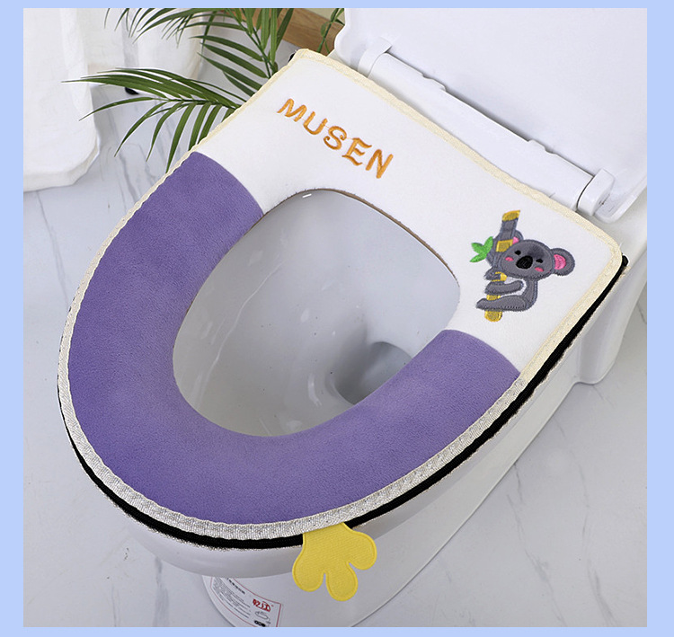 Cute Plush Koala Cushion Household Soft Toilet Seat Cover Warm Toilet Cushion with Zipper Handle Toilet Seat Cover