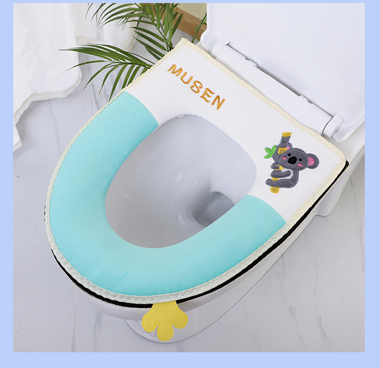 Cute Plush Koala Cushion Household Soft Toilet Seat Cover Warm Toilet Cushion with Zipper Handle Toilet Seat Cover