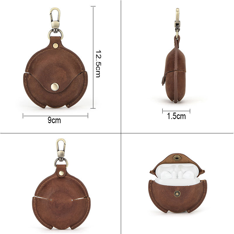 Protective Case Crazy Horse Leather Hook Convenient Huawei Three Generations Wireless Bluetooth Earphone Sleeves