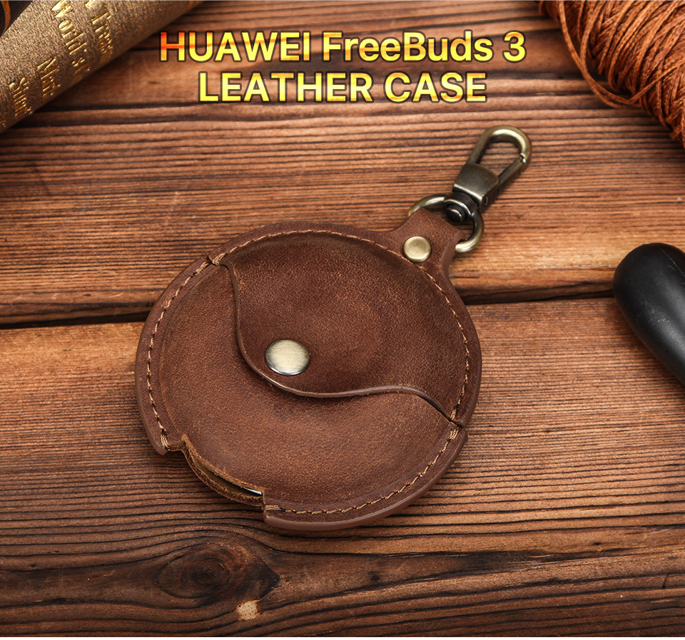 Protective Case Crazy Horse Leather Hook Convenient Huawei Three Generations Wireless Bluetooth Earphone Sleeves