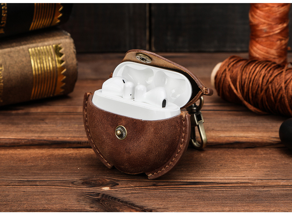 Protective Case Crazy Horse Leather Hook Convenient Huawei Three Generations Wireless Bluetooth Earphone Sleeves