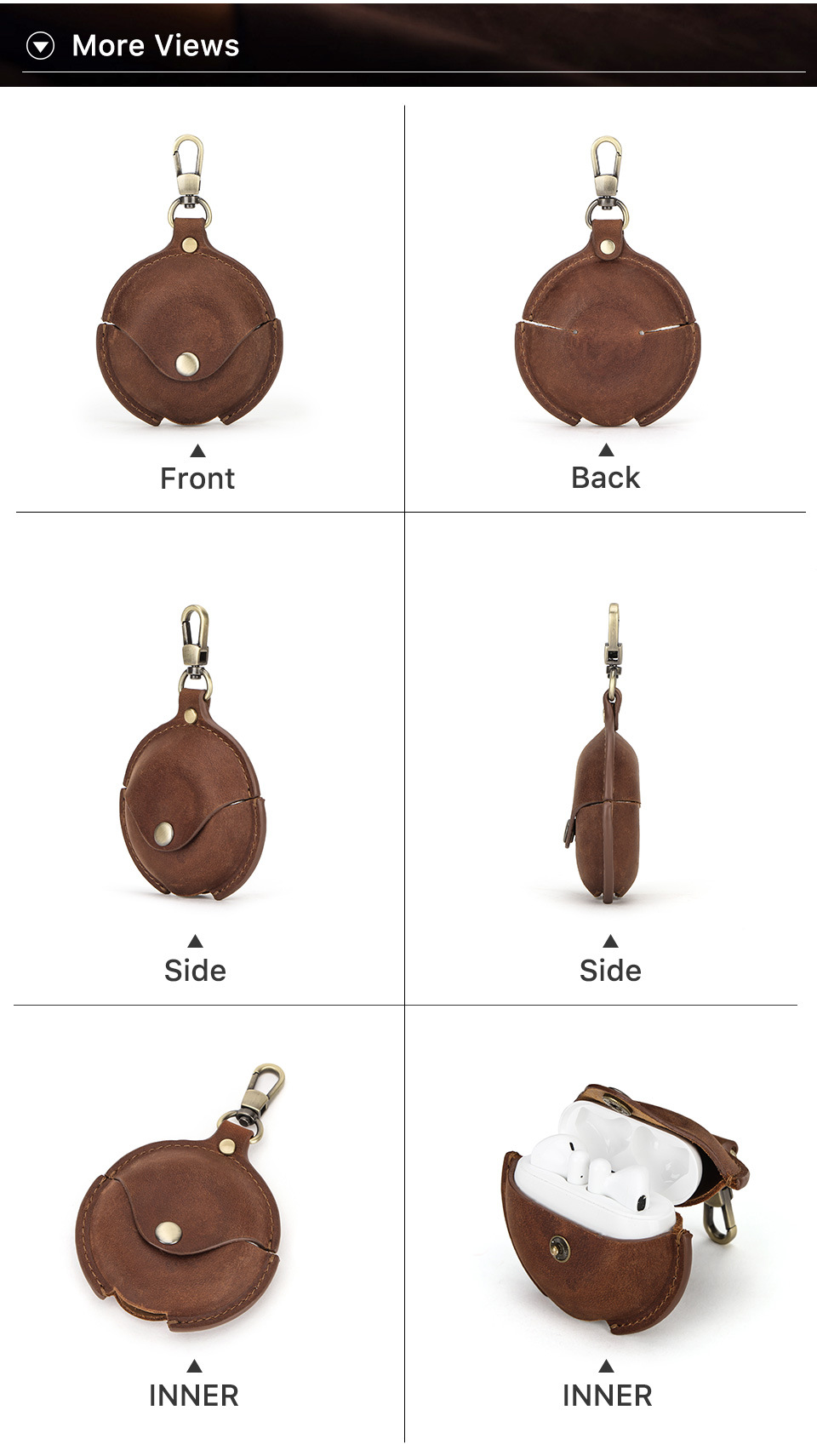 Protective Case Crazy Horse Leather Hook Convenient Huawei Three Generations Wireless Bluetooth Earphone Sleeves