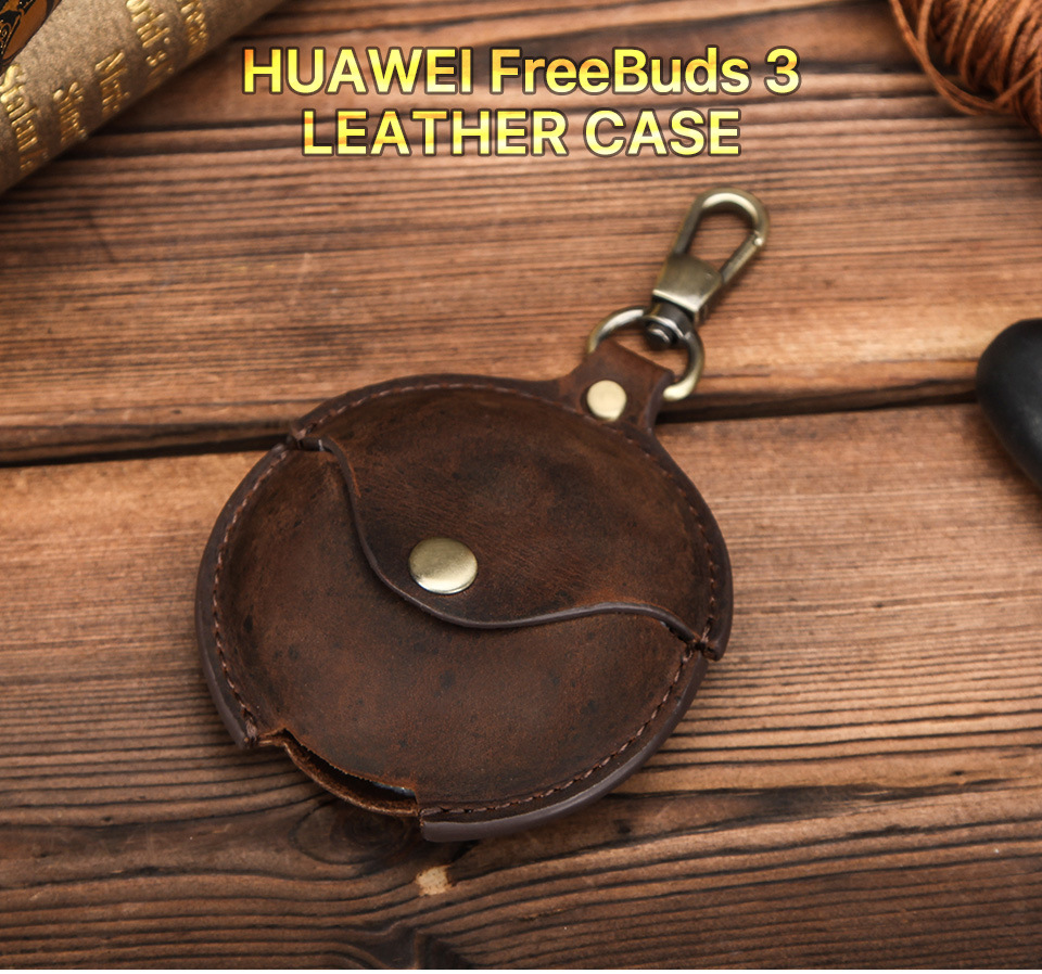 Protective Case Crazy Horse Leather Hook Convenient Huawei Three Generations Wireless Bluetooth Earphone Sleeves