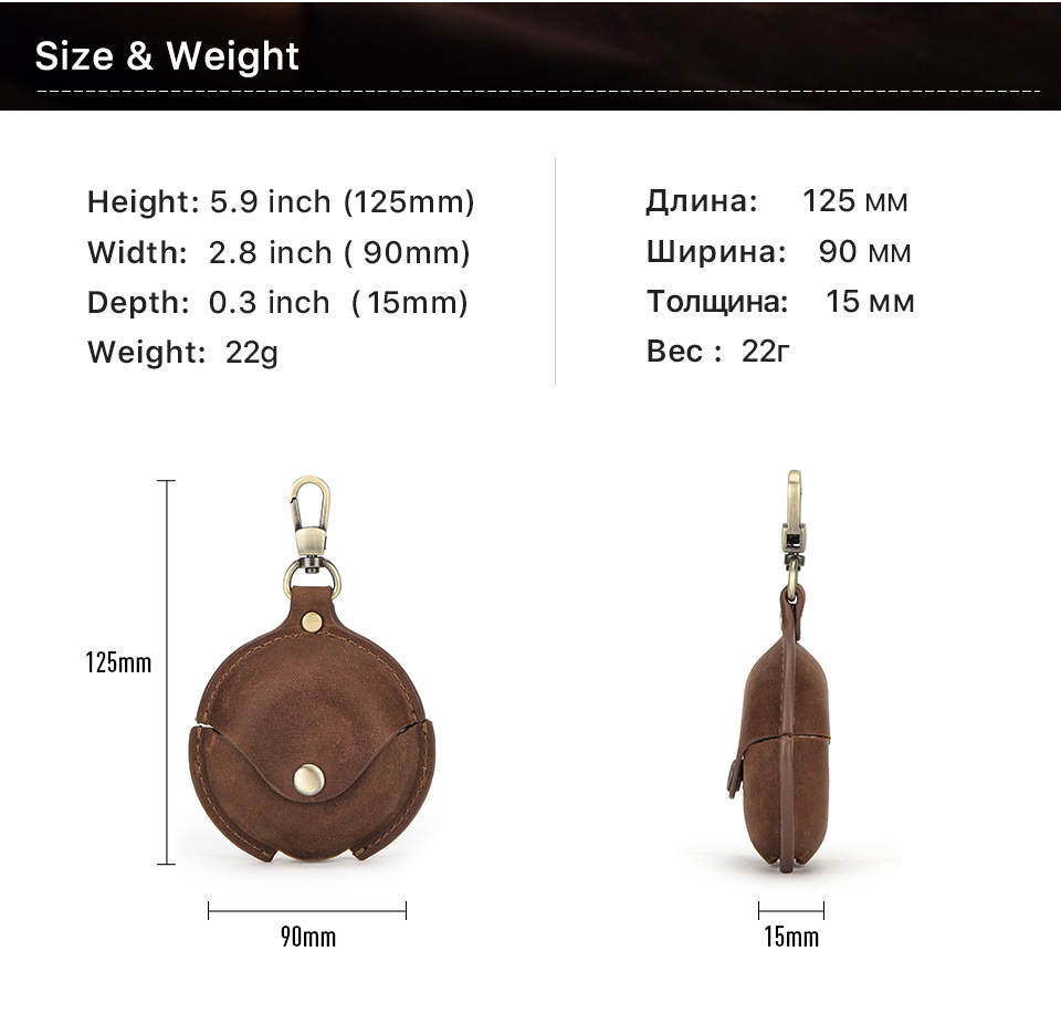 Protective Case Crazy Horse Leather Hook Convenient Huawei Three Generations Wireless Bluetooth Earphone Sleeves
