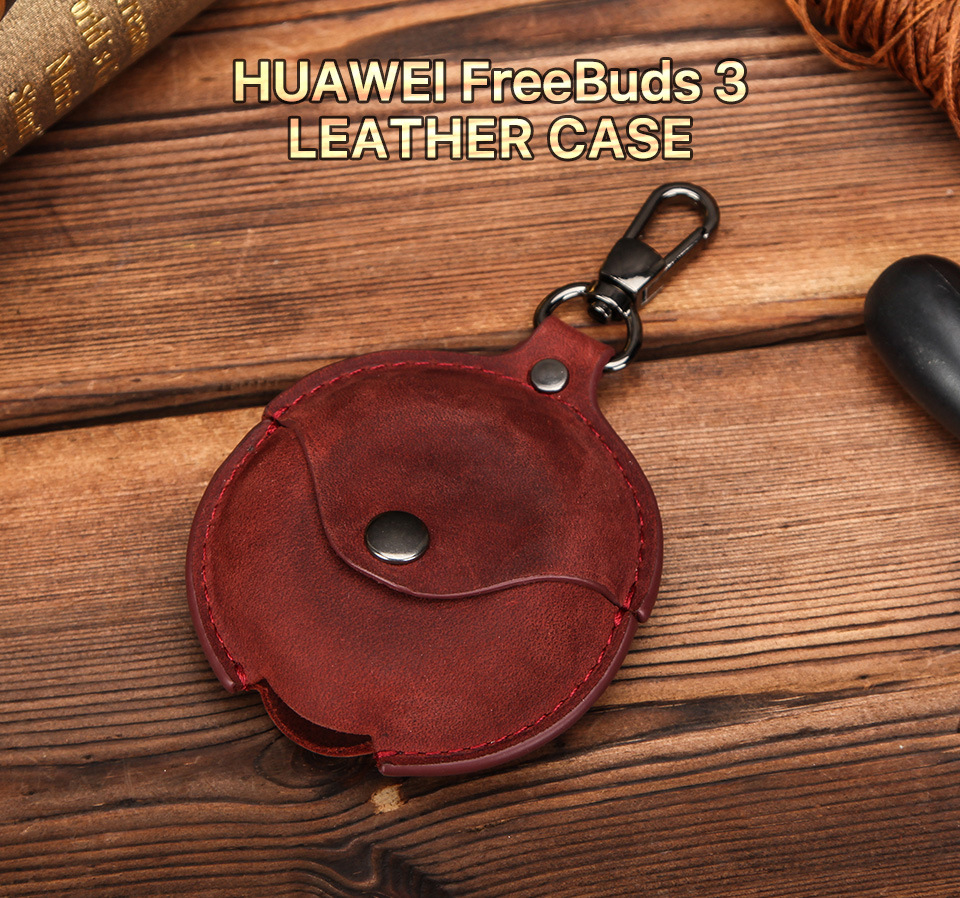 Protective Case Crazy Horse Leather Hook Convenient Huawei Three Generations Wireless Bluetooth Earphone Sleeves