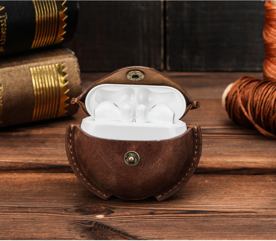 Protective Case Crazy Horse Leather Hook Convenient Huawei Three Generations Wireless Bluetooth Earphone Sleeves