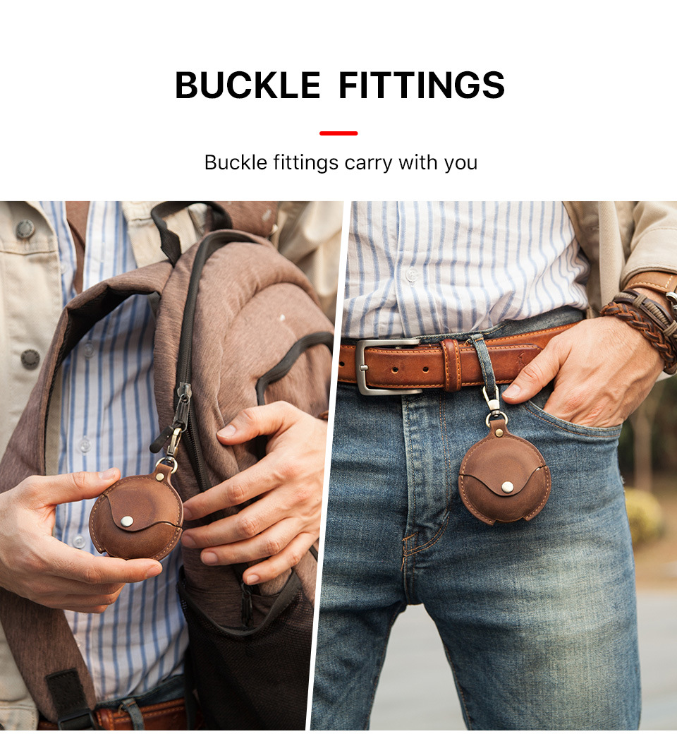Protective Case Crazy Horse Leather Hook Convenient Huawei Three Generations Wireless Bluetooth Earphone Sleeves
