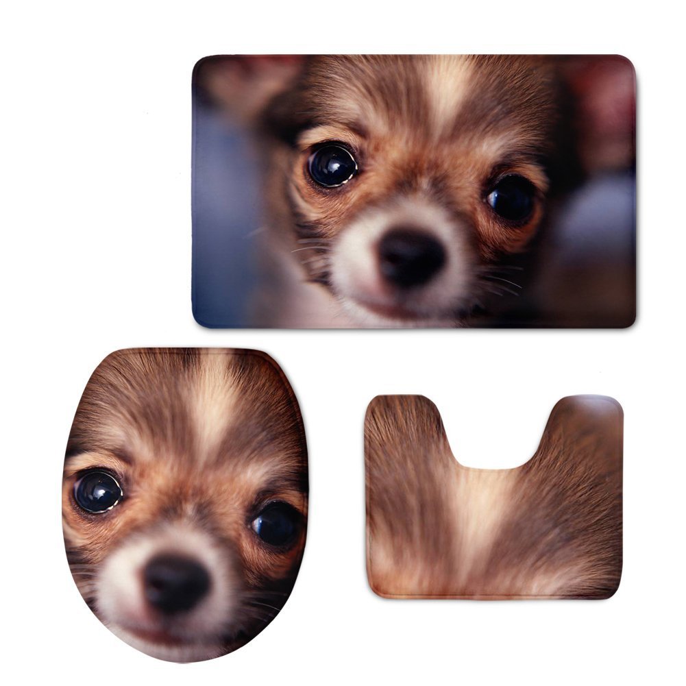 2020 Customized Animal Print One Piece Dropshipping Bathroom Toilet Set Flannel Floor Mat Cushion
