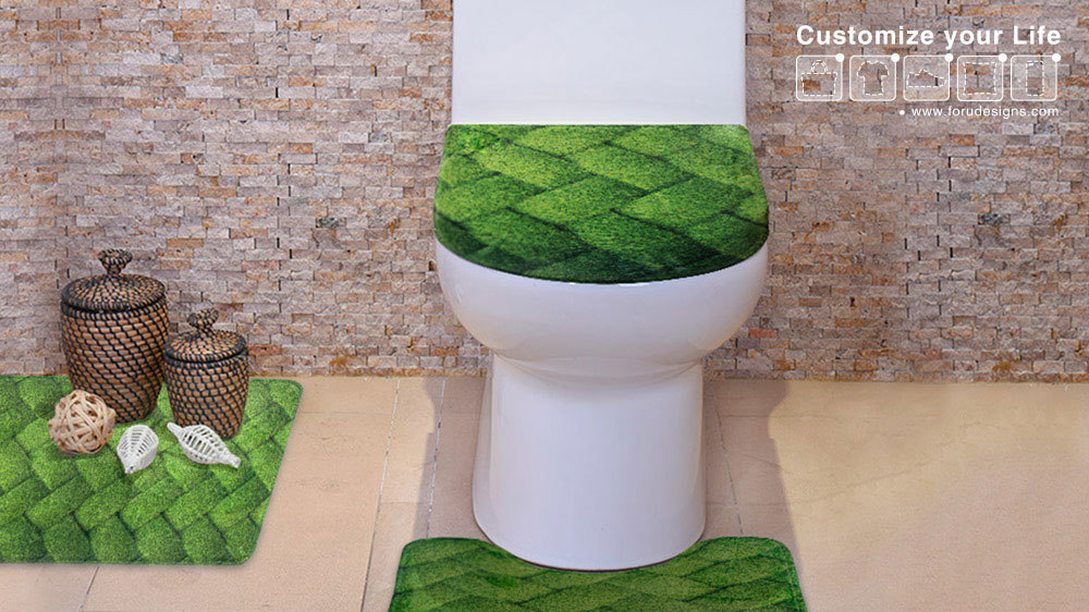 2020 Customized Animal Print One Piece Dropshipping Bathroom Toilet Set Flannel Floor Mat Cushion