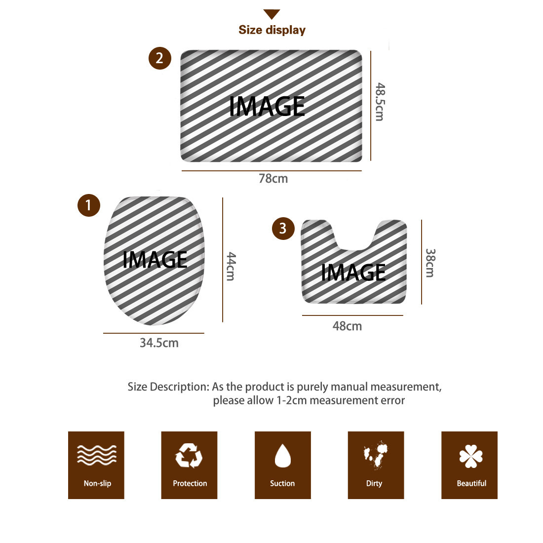 2020 Customized Animal Print One Piece Dropshipping Bathroom Toilet Set Flannel Floor Mat Cushion