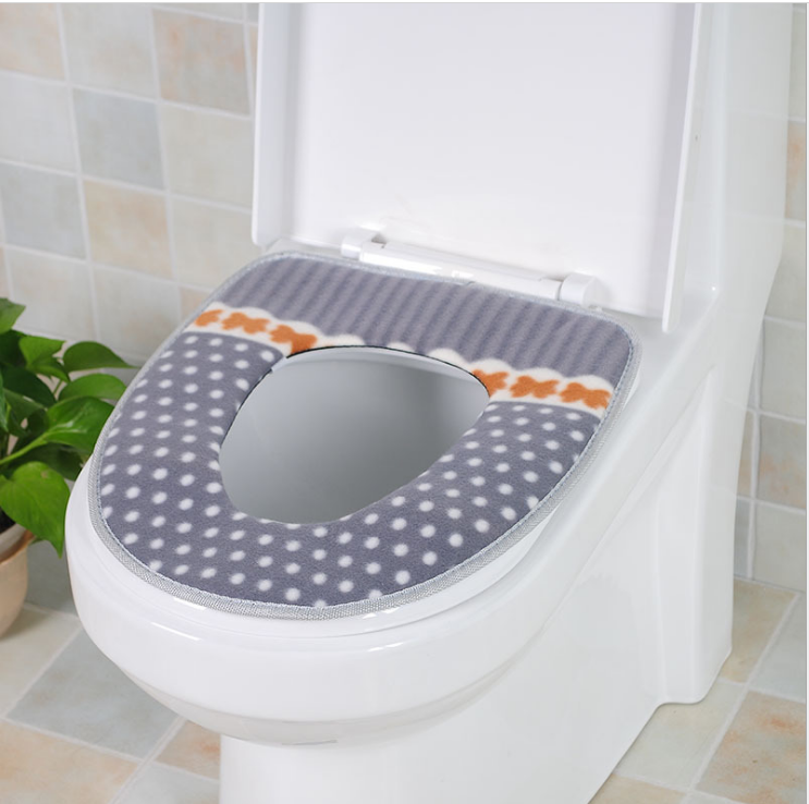Factory Wholesale Dotted Toilet Mat Thickened Waterproof Magic Buckle Toilet Seat Cover Warm Closestool Cushion
