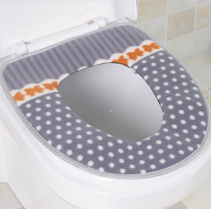 Factory Wholesale Dotted Toilet Mat Thickened Waterproof Magic Buckle Toilet Seat Cover Warm Closestool Cushion