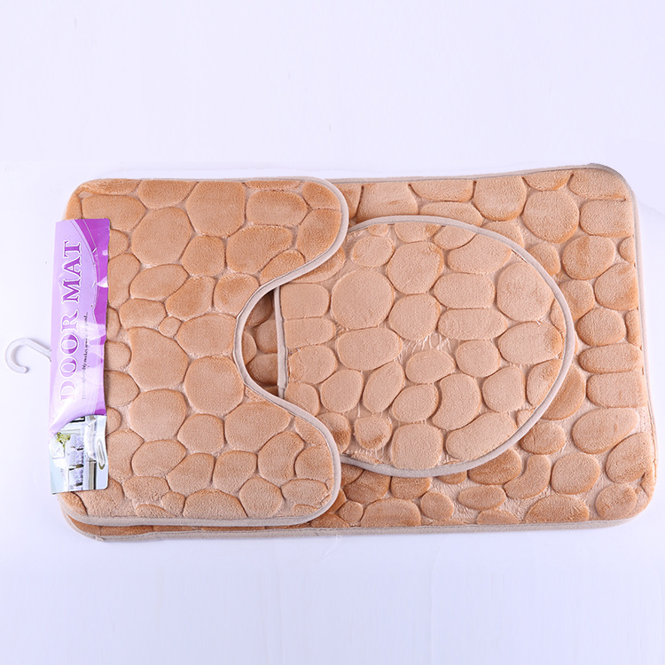 Sponge Embossed New Solid Color Toilet Mat Three-Piece Set Taobao Tmall Hot Toilet Seat Cover Toilet Seat Cushion Wholesale