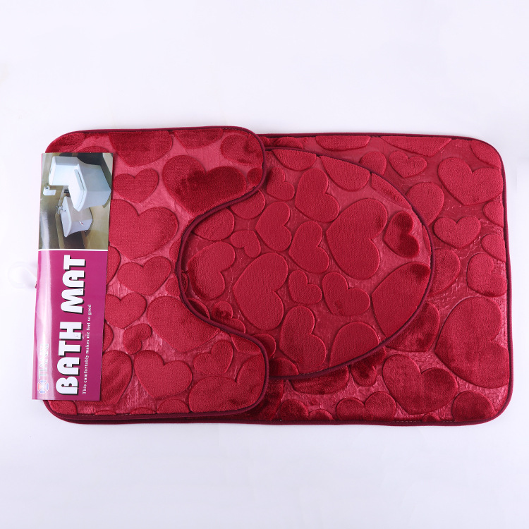Sponge Embossed New Solid Color Toilet Mat Three-Piece Set Taobao Tmall Hot Toilet Seat Cover Toilet Seat Cushion Wholesale
