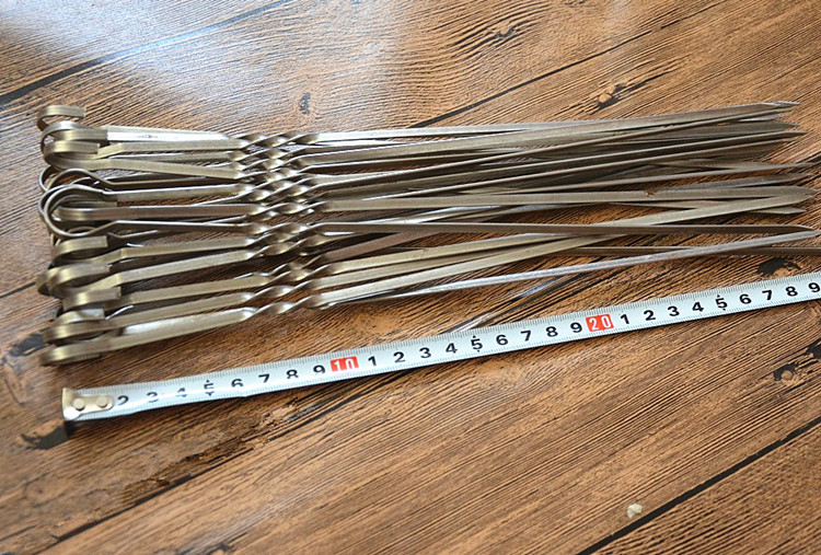 Oven Skewer Barbecue Stick 40cm 35cm Barbecue 9 Word Hook Flat Tab Thickened Gua Lu Barbecue Stick Widening Iron Stick