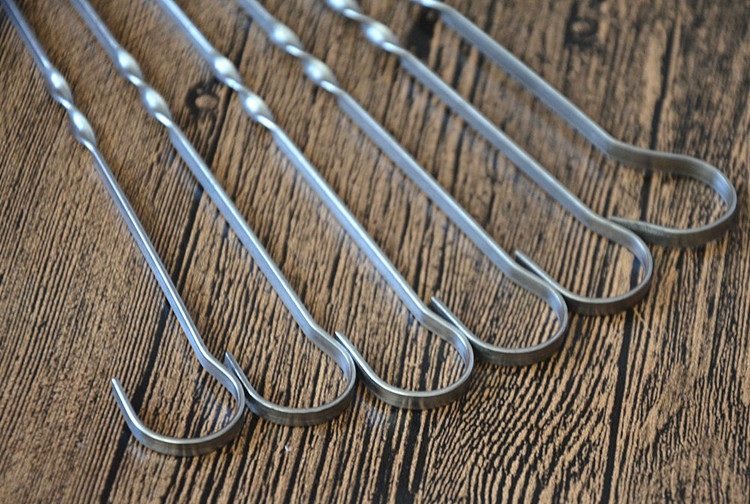 Oven Skewer Barbecue Stick 40cm 35cm Barbecue 9 Word Hook Flat Tab Thickened Gua Lu Barbecue Stick Widening Iron Stick