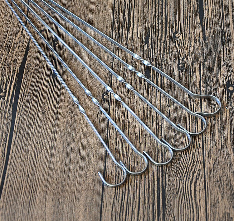 Oven Skewer Barbecue Stick 40cm 35cm Barbecue 9 Word Hook Flat Tab Thickened Gua Lu Barbecue Stick Widening Iron Stick