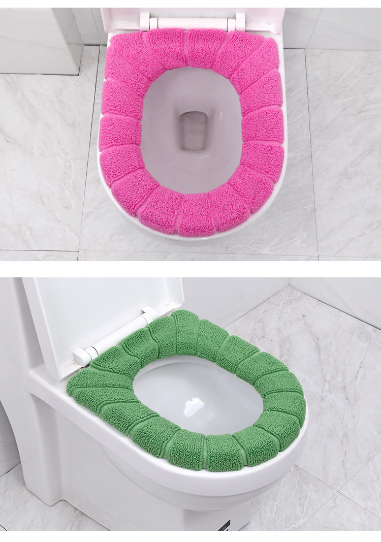 Thickened Knitting Universal O-Type Toilet Mat Home Soft Pumpkin Pattern Toilet Seat Cover Winter Warm Cushion