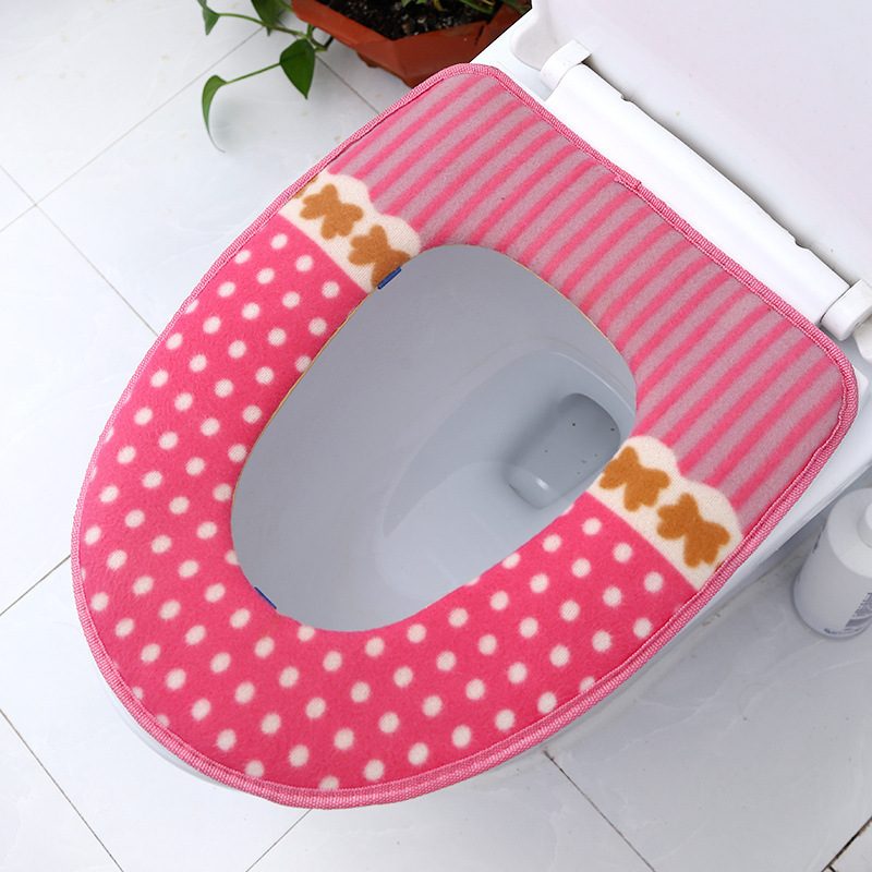 Toilet Mat Cute Dot Sticky Toilet Seat Cover Pad Toilet Mat Toilet Washer Household Toilet Seat Cartoon Cushion Toilet Mat