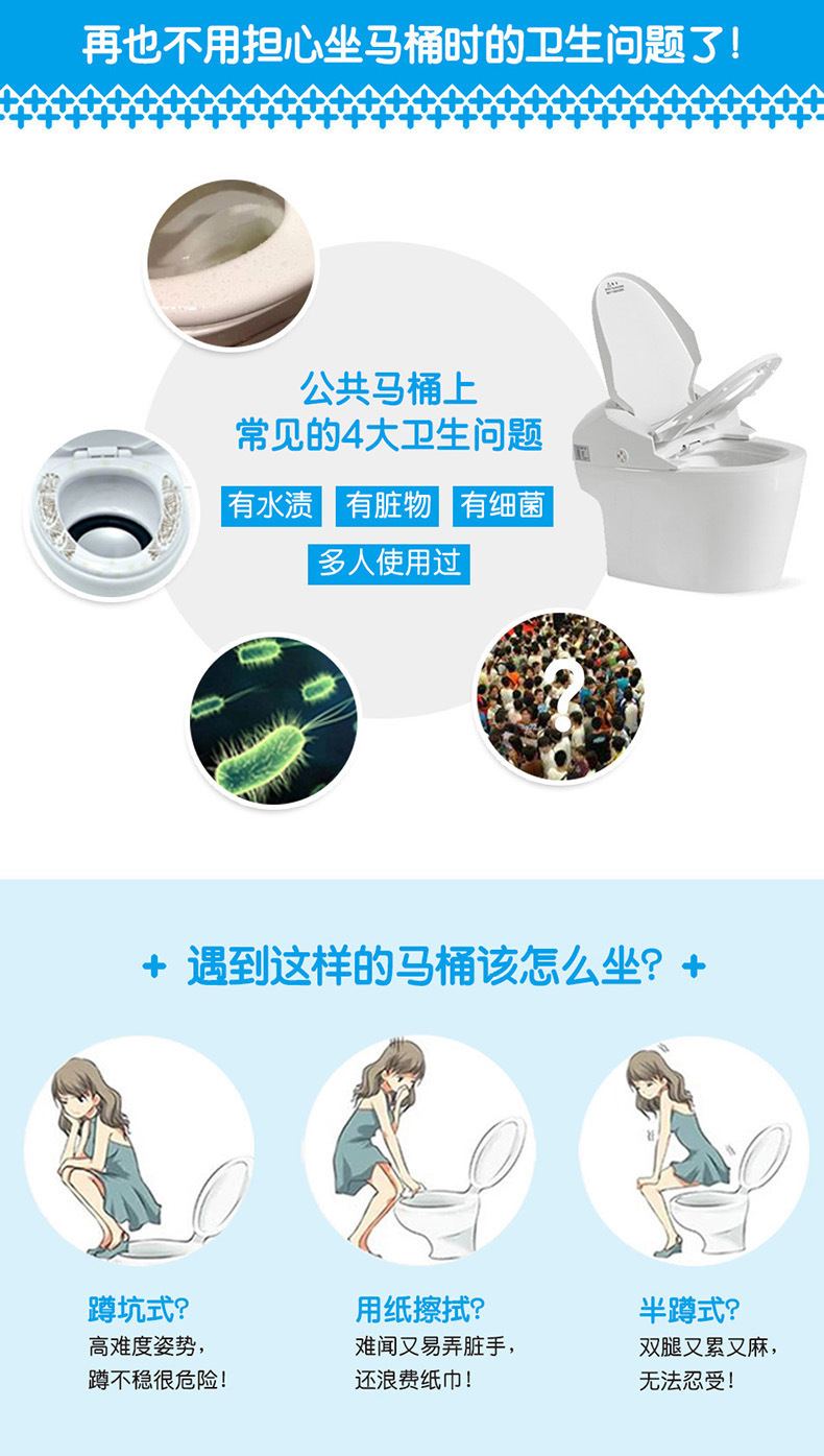Blue Plus White Business Trip Travel Supplies Wash Cleaning Waterproof Cushion Bacteria-Proof Toilet Toilet Paper Disposable Toilet Mat