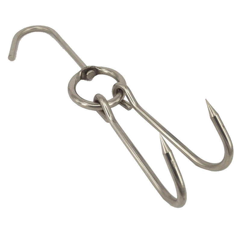 Stainless Steel Roast Duck Hook Hanging Double Hook Sky Hook Roast Ring Chicken Stove Commercial Pork Hook Tools Rack