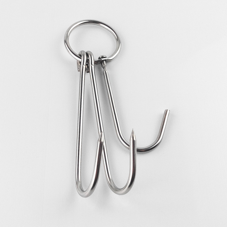 Steel Roasting Ring Meat Hook Roast Duck Hook Roast Duck Stove Hook Double Hook Roast Goose Roast Duck Stove Double Hook