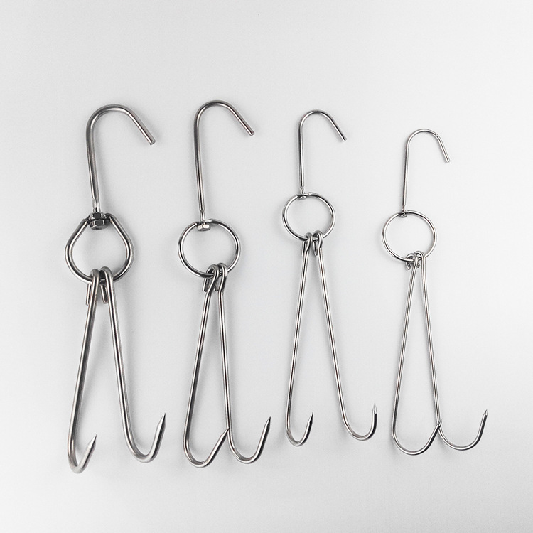 Steel Roasting Ring Meat Hook Roast Duck Hook Roast Duck Stove Hook Double Hook Roast Goose Roast Duck Stove Double Hook