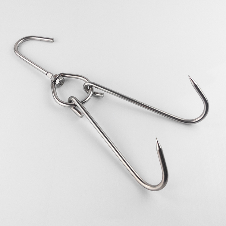 Steel Roasting Ring Meat Hook Roast Duck Hook Roast Duck Stove Hook Double Hook Roast Goose Roast Duck Stove Double Hook