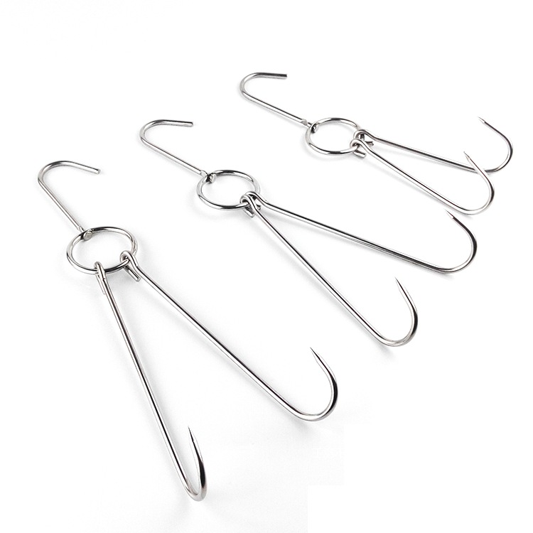 Steel Roasting Ring Meat Hook Roast Duck Hook Roast Duck Stove Hook Double Hook Roast Goose Roast Duck Stove Double Hook