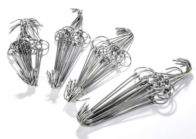 Steel Roasting Ring Meat Hook Roast Duck Hook Roast Duck Stove Hook Double Hook Roast Goose Roast Duck Stove Double Hook