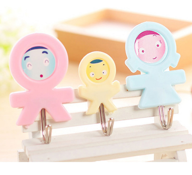 Powerful Cartoon Cute Sticky Hook Three-Family Hook Three-Pack One-Family Three-Family Hook Special Wholesale