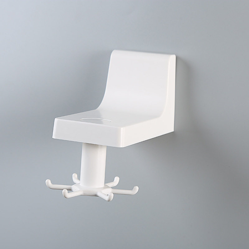 Simple Punch-Free Kitchen 360 Rotating Hook Tableware Hook Multifunctional Rotating Bathroom No Traces on the Walls Hook