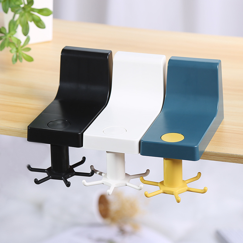 Simple Punch-Free Kitchen 360 Rotating Hook Tableware Hook Multifunctional Rotating Bathroom No Traces on the Walls Hook