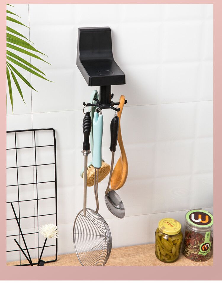 Simple Punch-Free Kitchen 360 Rotating Hook Tableware Hook Multifunctional Rotating Bathroom No Traces on the Walls Hook