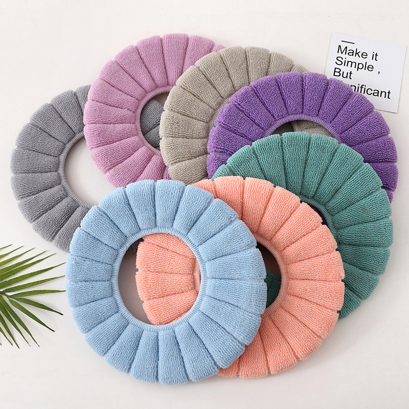Nordic Style Thickened Fleece Toilet Seat Cushion Knitted O-Ring Toilet Seat Cover Household Toilet Cushion Four Seasons Toilet Mat