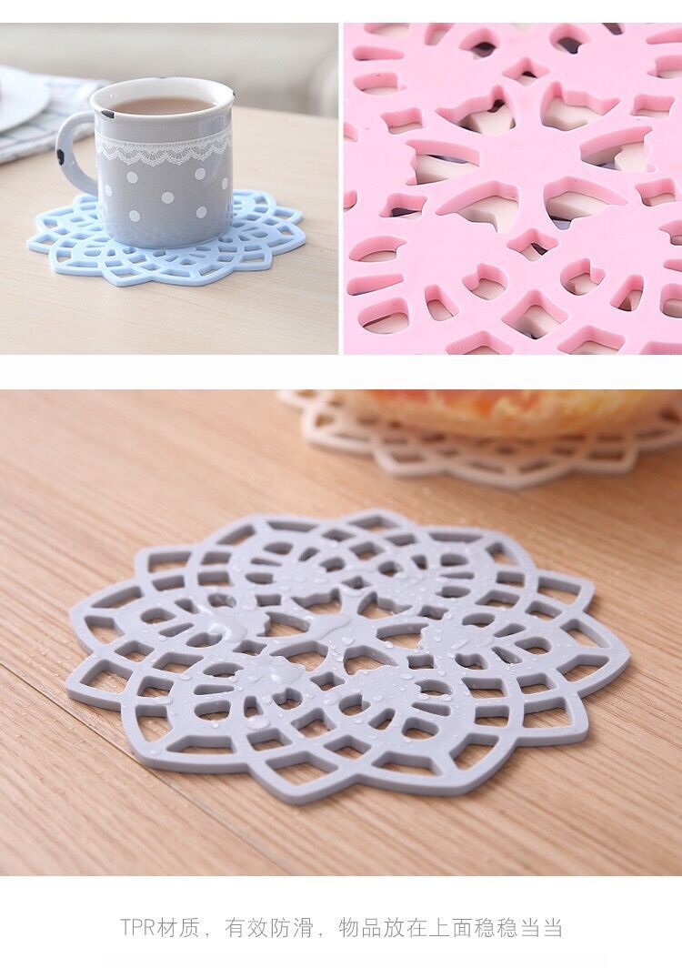 Fabricdirect Nordic style heat insulation hollow out flower Shaped anti-ironing Cup Mat Table non-slip Pad wholesale Spot