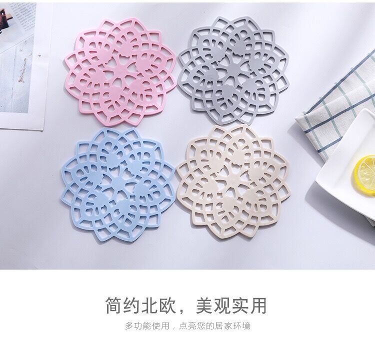Fabricdirect Nordic style heat insulation hollow out flower Shaped anti-ironing Cup Mat Table non-slip Pad wholesale Spot