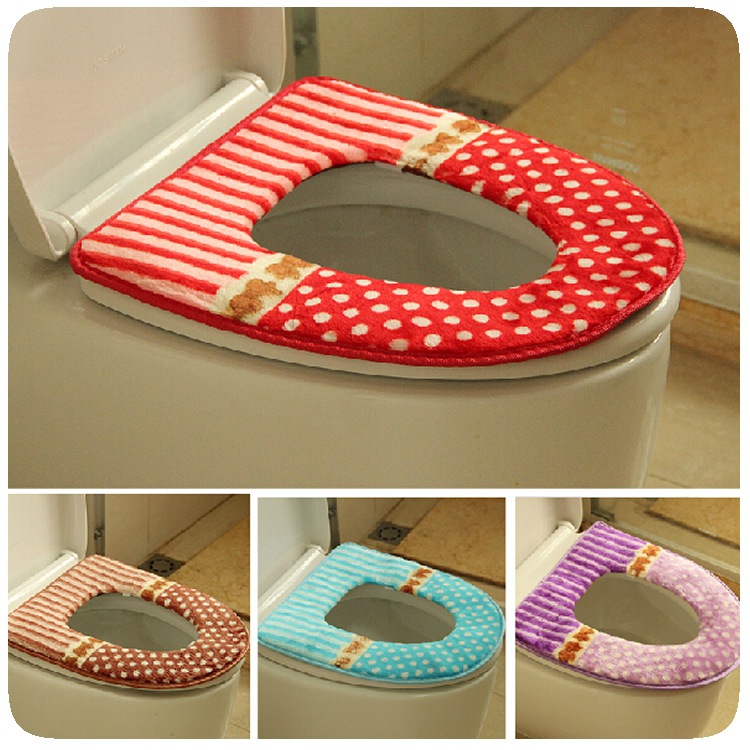 Dot Plush Thickened Toilet Pad Velcro Toilet Seat Cover Anti-Fouling Cold-Proof Closestool Cushion Clean and Warm