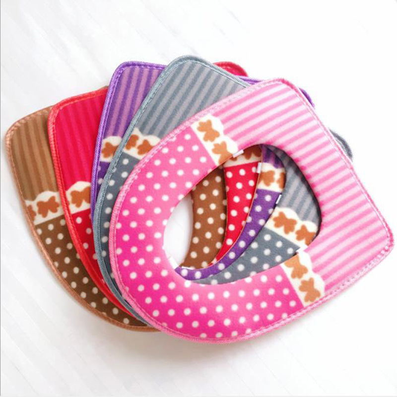 Dot Plush Thickened Toilet Pad Velcro Toilet Seat Cover Anti-Fouling Cold-Proof Closestool Cushion Clean and Warm