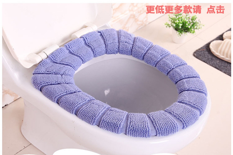 Dot Plush Thickened Toilet Pad Velcro Toilet Seat Cover Anti-Fouling Cold-Proof Closestool Cushion Clean and Warm