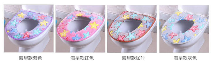 Dot Plush Thickened Toilet Pad Velcro Toilet Seat Cover Anti-Fouling Cold-Proof Closestool Cushion Clean and Warm