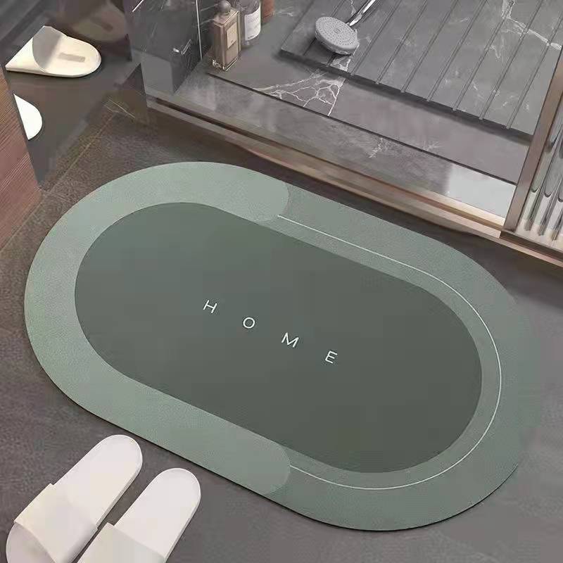 Diatom Ooze Cushion Toilet Absorbent Mat Toilet Door Non-Slip Foot Mats Quick-Drying Toilet Bathroom Mats Oval