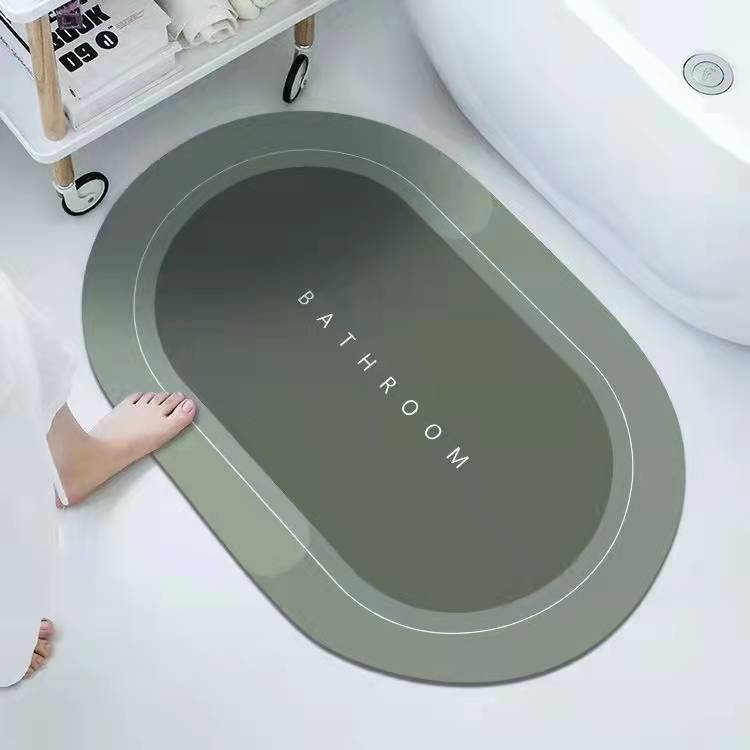 Diatom Ooze Cushion Toilet Absorbent Mat Toilet Door Non-Slip Foot Mats Quick-Drying Toilet Bathroom Mats Oval