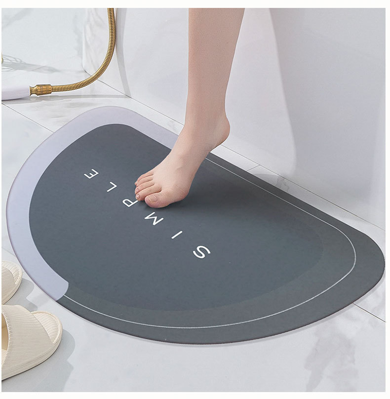 Diatom Ooze Cushion Toilet Absorbent Mat Toilet Door Non-Slip Foot Mats Quick-Drying Toilet Bathroom Mats Oval