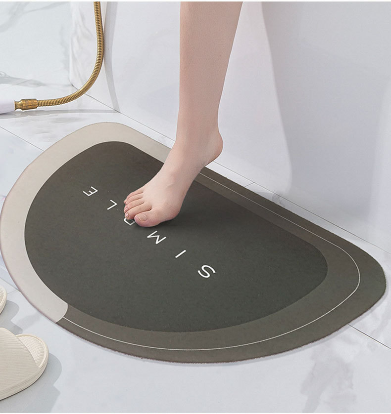 Diatom Ooze Cushion Toilet Absorbent Mat Toilet Door Non-Slip Foot Mats Quick-Drying Toilet Bathroom Mats Oval