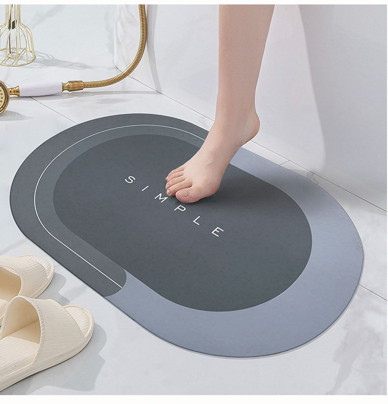 Diatom Ooze Cushion Toilet Absorbent Mat Toilet Door Non-Slip Foot Mats Quick-Drying Toilet Bathroom Mats Oval