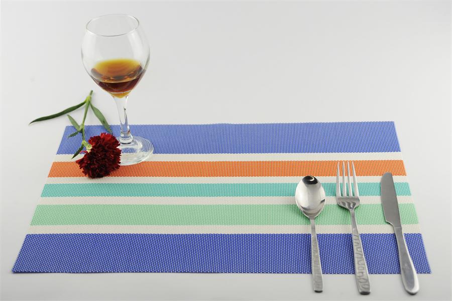 6 pieces of 30 * 45 cm PVC striped food pad western food sub - European heat insulation living home wholesale spot
