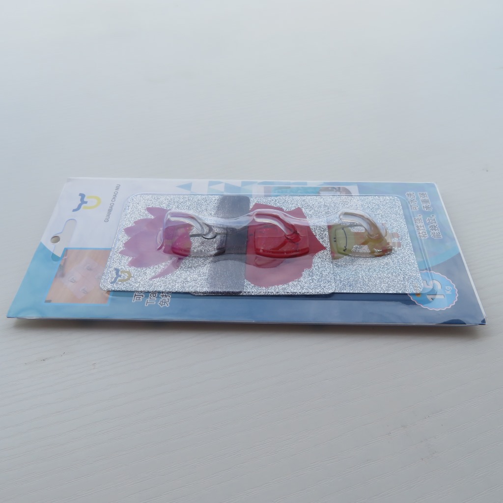 Card-Mounted Seamless Three Crystal Branch Hook Blister Card Packaging Hook Seamless Coat Hook behind Door Punch-Free